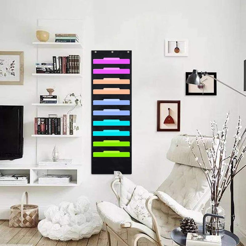 Eamay Hanging File Folder Organizer Wall Mounted - 10 Pockets Wall File Folders, Office Supplies File Document Organizer Holder Pocket Chart for Offices, Classroom or Home Use - Image 2